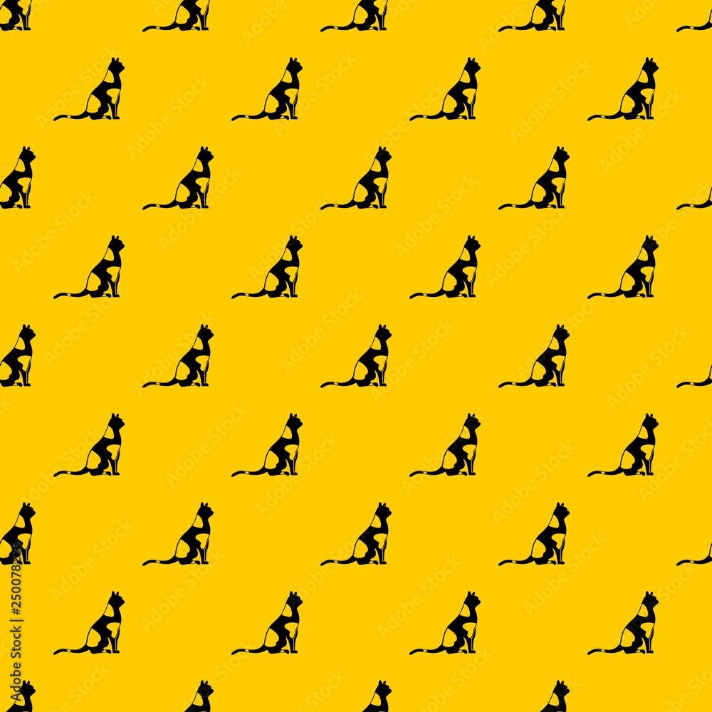 Poster sitting cat pattern seamless vector repeat geometric yellow for any design