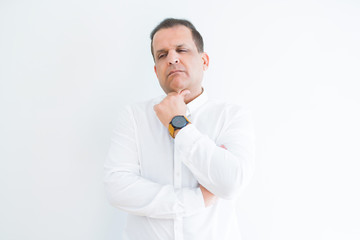 Middle age man thinking clueless about a question