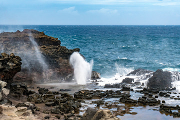 Nakalele Blowhole Geysir an der Küste der Insel Maui Hawaii