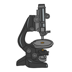 Microscope icon. Hand drawn color illustration of microscope vector icon for web design. Science elements. Isoleted on white background