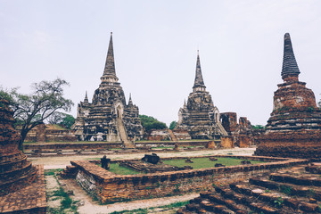 Ayutthaya Ancient buddhist temple complex in Thailand, Southeast Asia.
