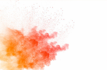 Explosion of multicolored dust on white background. - 250081076