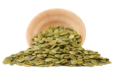 Pumpkin seeds isolated on white.