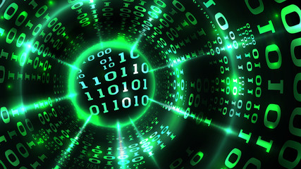 Abstract computer data background matrix binary code, data stream, abstract firewall. Hacking computer system, database, internet server with virus, malicious code. Vector illustration