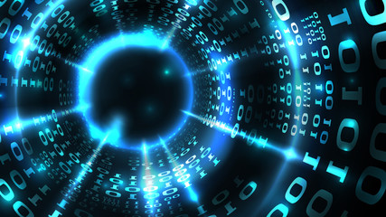 Abstract computer data background programming binary code, data stream, abstract link. Hacking computer system, database, internet server, malicious code. Vector illustration