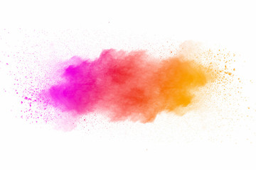 Explosion of multicolored dust on white background. - 250081497