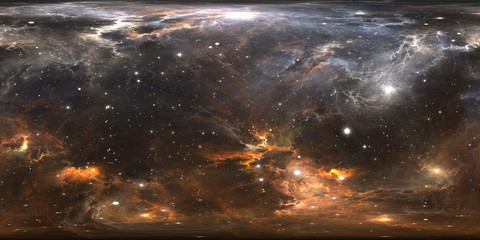 Space background with nebula and stars. Panorama, environment 360 HDRI map. Equirectangular projection, spherical panorama © Peter Jurik