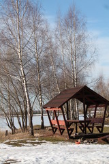 old wooden house in winter