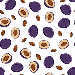 Obraz premium Pattern of vector illustrations on the vegetarianism theme: various types of fruits. Isolated editable objects for your design.