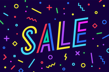 Sale, discount. Greeting card, banner, poster and flyer design