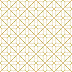 Geometric linear ornament in gold. Seamless vector pattern
