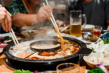 People cooking raw food