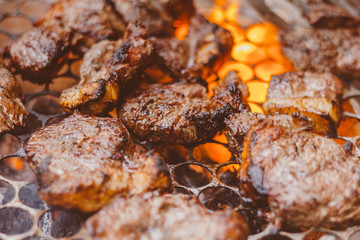 Beef being prepared on the grill. Rump barbeque with fat well past. Delicious food. Sunday family program