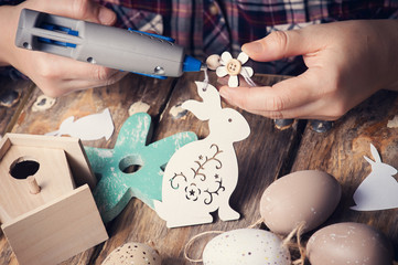 Easter bunny and hot glue gun