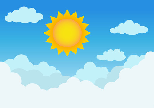 Sunny and cloudy with blue sky background - vector illustration Stock  Vector | Adobe Stock