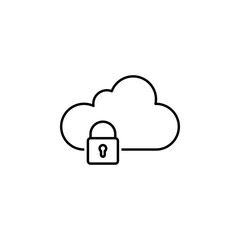 cloud data lock outline icon. Signs and symbols can be used for web, logo, mobile app, UI, UX