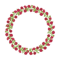 Beautiful arch of roses and red tulips. Floral arrangement vector