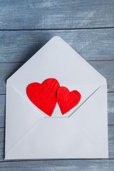 Valentines day. Valentines day greeting card. Heart on a wooden background. Heart of love. 