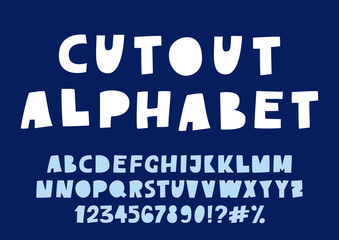 Cute cutout alphabet. High contrast poster. ABC for kids party, prints, playroom decor, stationary, cards.