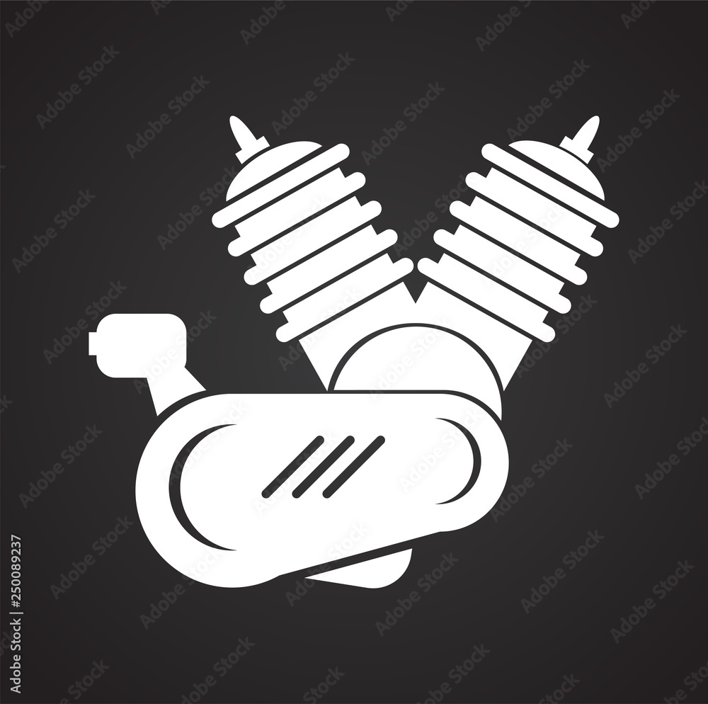 Poster motorcycle engine icon on black background for graphic and web design, modern simple vector sign. in