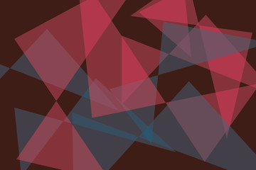 Abstract background pattern made with transparent triangle shapes in red and blue colors. Modern, contemporary vector art.