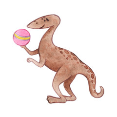 Brown dinosaurs. Picture with cartoon animals. Nice illustration for for book, stickers,logo, business card or postcard.