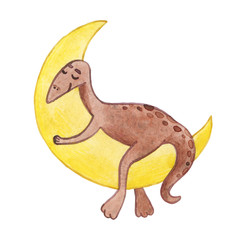 Fototapeta premium Brown dinosaurs. Picture with cartoon animals. Nice illustration for for book, stickers,logo, business card or postcard.