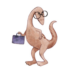 Brown dinosaurs. Picture with cartoon animals. Nice illustration for for book, stickers,logo, business card or postcard.