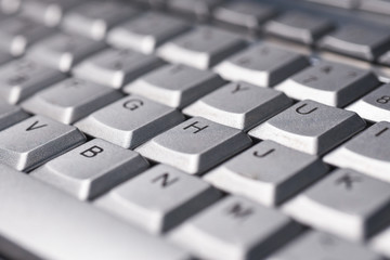 English keyboard silver color, close-up