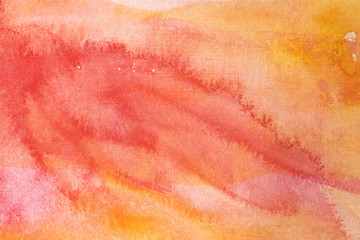 red orange texture background paint watercolor soaked paper. with brush strokes saturated paint. hand-drawn.