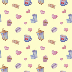 Watercolor set of loves and Valentines day elements
