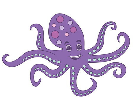 Funny purple octopus