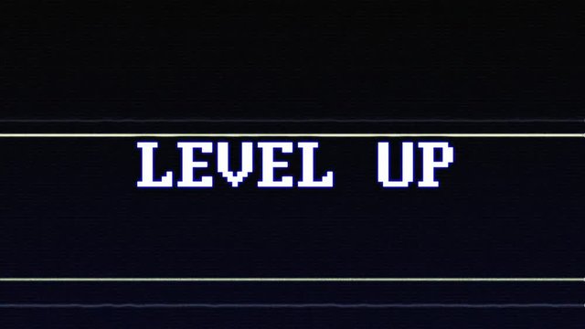 LEVEL UP Glitch Text Animation, Rendering, Background, with Alpha Channel, Loop, 4k