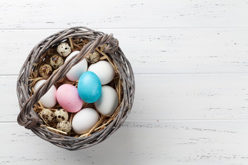 Easter eggs in basket