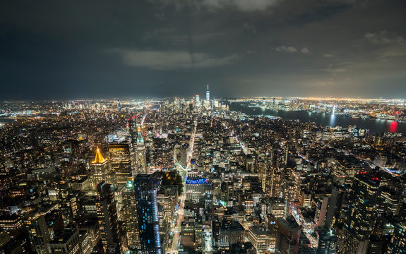 Wide angle from the night of New York City © StockMediaProduction