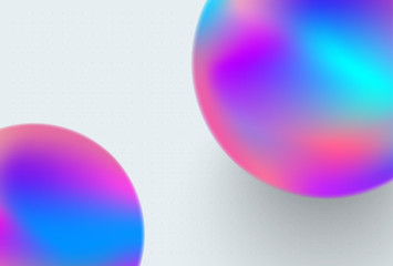 White abstract background with shiny spectrum color 3d balls.