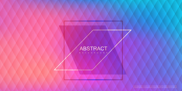 Abstract Pink And Blue Spectrum Background With Geometric Rhombus Pattern.