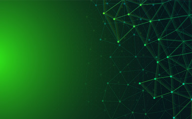 Green global communication background with abstract network.