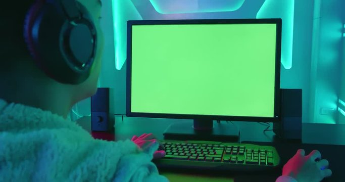 cyber sport gamer with computer