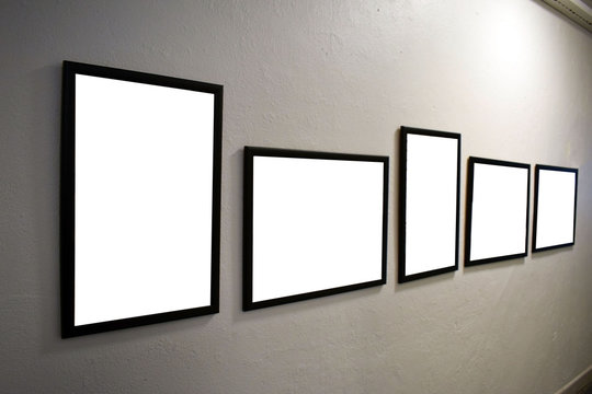 Stock for mocap. Frames for photos or paintings. Frames hang on the wall.