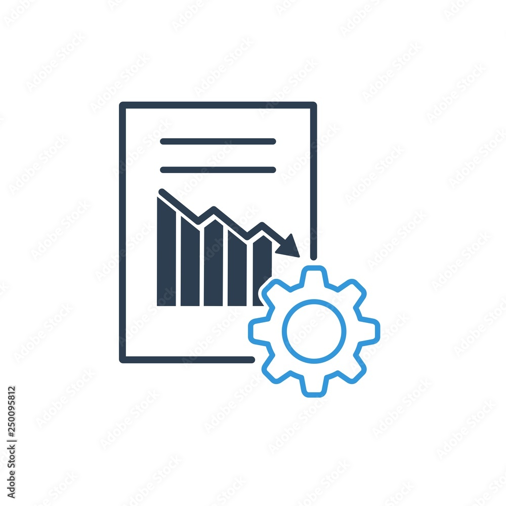 Poster technical business analysis, chart the fall.vector icon, white background.
