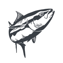 Tuna fish symbol on white background,Vector. Sport fishing club, restaurant, canned, food logo