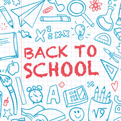Funny banner back to school vector pattern with creative elements