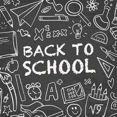 Funny banner back to school vector pattern with creative elements