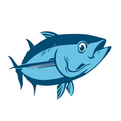 Tuna fish symbol on white background,Vector. Sport fishing club, restaurant, canned, food logo