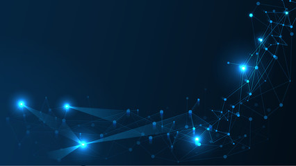 Abstract Technology Network Structure Background. Futuristic Plexus Effect Computer Geometric Connection Structure.