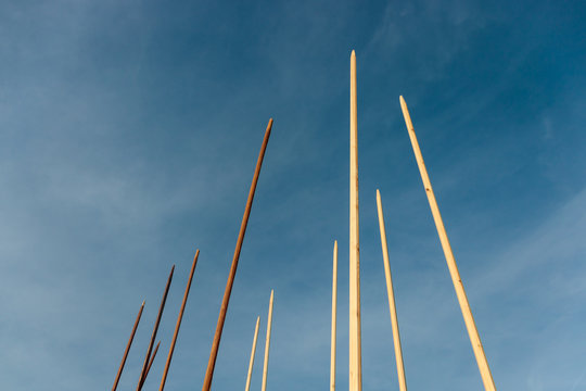 medieval spears pointing to the sky in signal of war