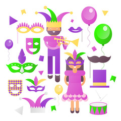 Mardi Gras  Icons Set