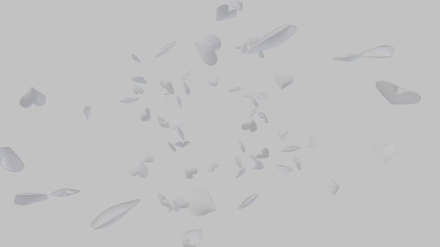 Lluvia de corazones blancos. V&iacute;deo 3D Blender	