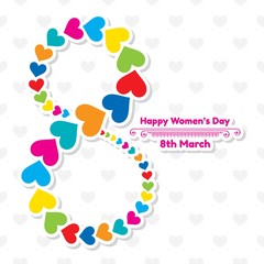 Happy women's day greeting card. Postcard on March 8